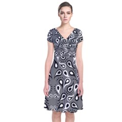 Paisley Pattern Paisley Pattern Short Sleeve Front Wrap Dress by BangZart