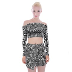 Paisley Pattern Paisley Pattern Off Shoulder Top With Skirt Set by BangZart