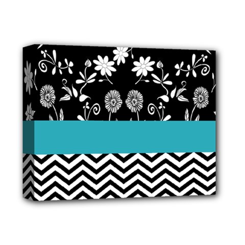 Flowers Turquoise Pattern Floral Deluxe Canvas 14  X 11 