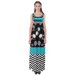 Flowers Turquoise Pattern Floral Empire Waist Maxi Dress by BangZart