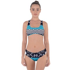 Flowers Turquoise Pattern Floral Criss Cross Bikini Set