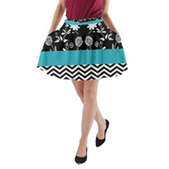 Flowers Turquoise Pattern Floral A-line Pocket Skirt by BangZart