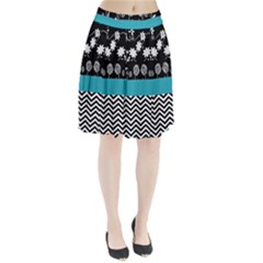 Flowers Turquoise Pattern Floral Pleated Skirt by BangZart