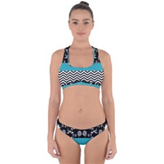 Flowers Turquoise Pattern Floral Cross Back Hipster Bikini Set