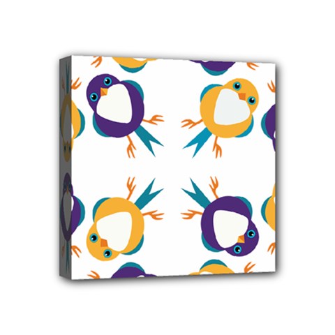 Pattern Circular Birds Mini Canvas 4  X 4  by BangZart