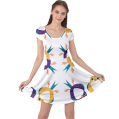 Pattern Circular Birds Cap Sleeve Dresses by BangZart