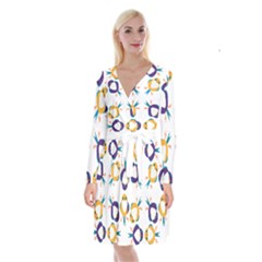 Pattern Circular Birds Long Sleeve Velvet Front Wrap Dress by BangZart