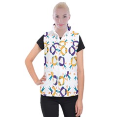 Pattern Circular Birds Women s Button Up Puffer Vest by BangZart