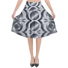 Metal Circle Background Ring Flared Midi Skirt by BangZart