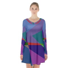 Abstract #415 Tipping Point Long Sleeve Velvet V-neck Dress