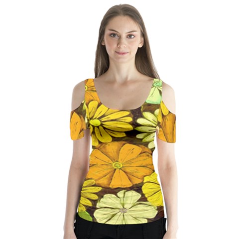 Abstract #417 Butterfly Sleeve Cutout Tee  by RockettGraphics