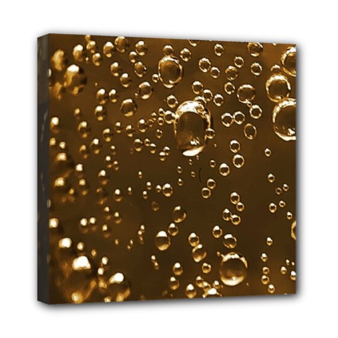 Festive Bubbles Sparkling Wine Champagne Golden Water Drops Mini Canvas 8  X 8  by yoursparklingshop