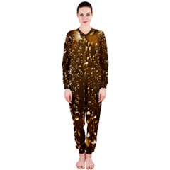 Festive Bubbles Sparkling Wine Champagne Golden Water Drops Onepiece Jumpsuit (ladies)  by yoursparklingshop