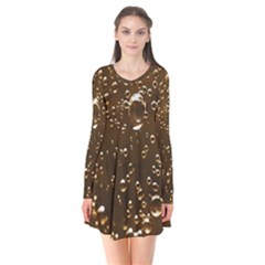 Festive Bubbles Sparkling Wine Champagne Golden Water Drops Flare Dress by yoursparklingshop