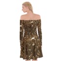 Festive Bubbles Sparkling Wine Champagne Golden Water Drops Off Shoulder Skater Dress View2