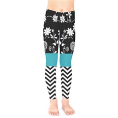 Flowers Turquoise Pattern Floral Kids  Legging