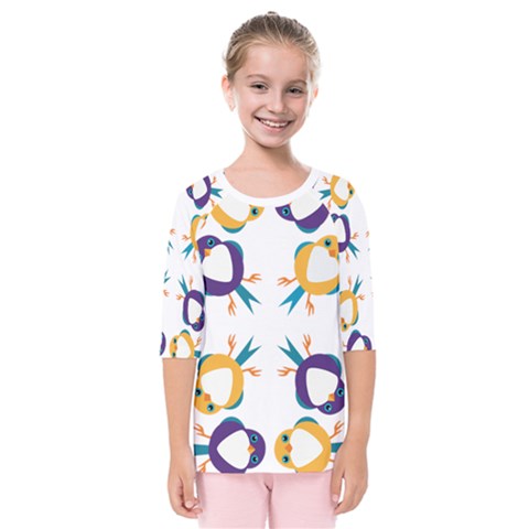 Pattern Circular Birds Kids  Quarter Sleeve Raglan Tee by BangZart