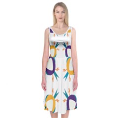 Pattern Circular Birds Midi Sleeveless Dress by BangZart