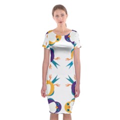 Pattern Circular Birds Classic Short Sleeve Midi Dress by BangZart