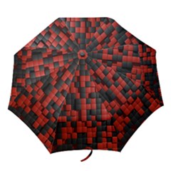 Black Red Tiles Checkerboard Folding Umbrellas by BangZart