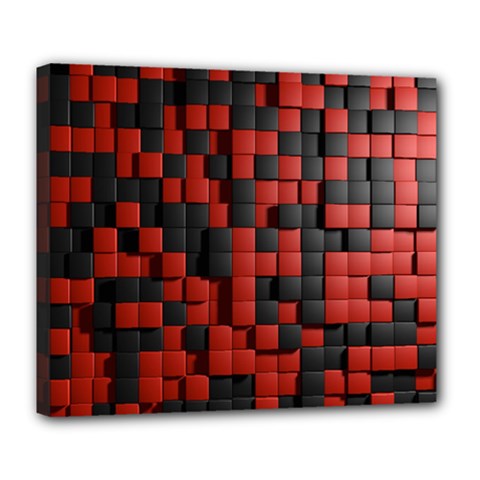 Black Red Tiles Checkerboard Deluxe Canvas 24  X 20   by BangZart