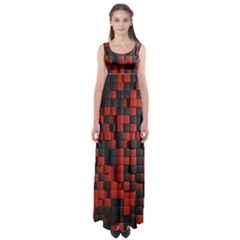 Black Red Tiles Checkerboard Empire Waist Maxi Dress by BangZart