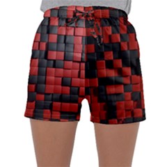 Black Red Tiles Checkerboard Sleepwear Shorts