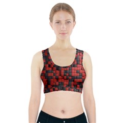 Black Red Tiles Checkerboard Sports Bra With Pocket by BangZart