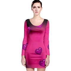 Background Heart Valentine S Day Long Sleeve Bodycon Dress by BangZart