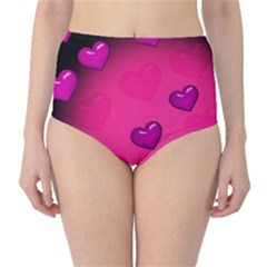 Background Heart Valentine S Day High-waist Bikini Bottoms by BangZart