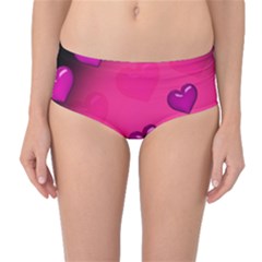 Background Heart Valentine S Day Mid-waist Bikini Bottoms by BangZart