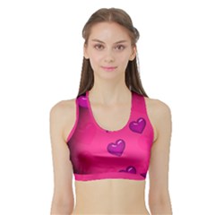 Background Heart Valentine S Day Sports Bra With Border by BangZart