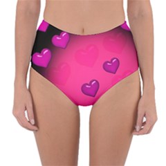 Background Heart Valentine S Day Reversible High-waist Bikini Bottoms