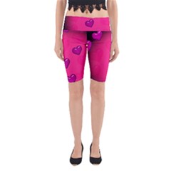 Background Heart Valentine S Day Yoga Cropped Leggings by BangZart