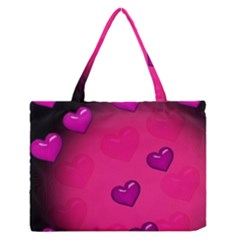 Background Heart Valentine S Day Medium Zipper Tote Bag by BangZart