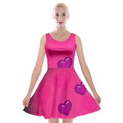 Background Heart Valentine S Day Velvet Skater Dress by BangZart