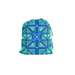 Grid Geometric Pattern Colorful Drawstring Pouches (small)  by BangZart