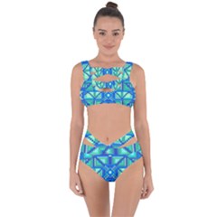 Grid Geometric Pattern Colorful Bandaged Up Bikini Set 