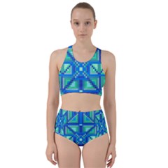 Grid Geometric Pattern Colorful Bikini Swimsuit Spa Swimsuit 