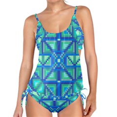 Grid Geometric Pattern Colorful Tankini Set