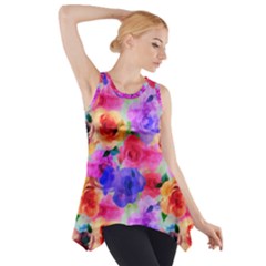 Floral Pattern Background Seamless Side Drop Tank Tunic by BangZart