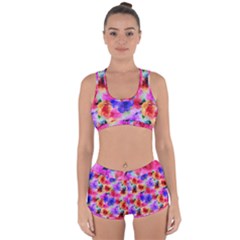 Floral Pattern Background Seamless Racerback Boyleg Bikini Set