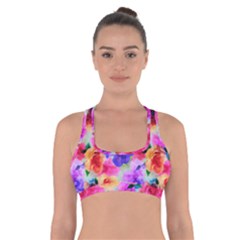 Floral Pattern Background Seamless Cross Back Sports Bra