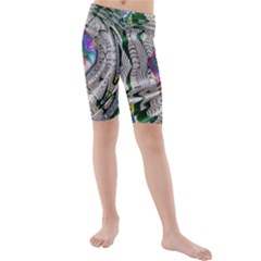 Water Ripple Design Background Wallpaper Of Water Ripples Applied To A Kaleidoscope Pattern Kids  Mid Length Swim Shorts by BangZart