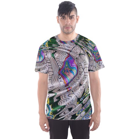 Water Ripple Design Background Wallpaper Of Water Ripples Applied To A Kaleidoscope Pattern Men s Sports Mesh Tee by BangZart