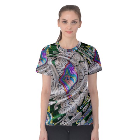 Water Ripple Design Background Wallpaper Of Water Ripples Applied To A Kaleidoscope Pattern Women s Cotton Tee by BangZart