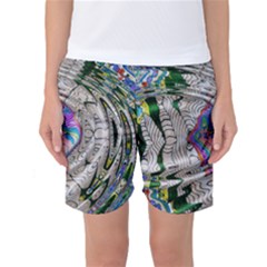 Water Ripple Design Background Wallpaper Of Water Ripples Applied To A Kaleidoscope Pattern Women s Basketball Shorts by BangZart