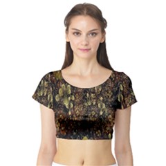 Wallpaper With Fractal Small Flowers Short Sleeve Crop Top (tight Fit) by BangZart