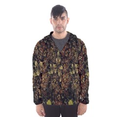 Wallpaper With Fractal Small Flowers Hooded Wind Breaker (men) by BangZart