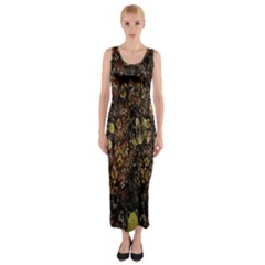 Wallpaper With Fractal Small Flowers Fitted Maxi Dress by BangZart